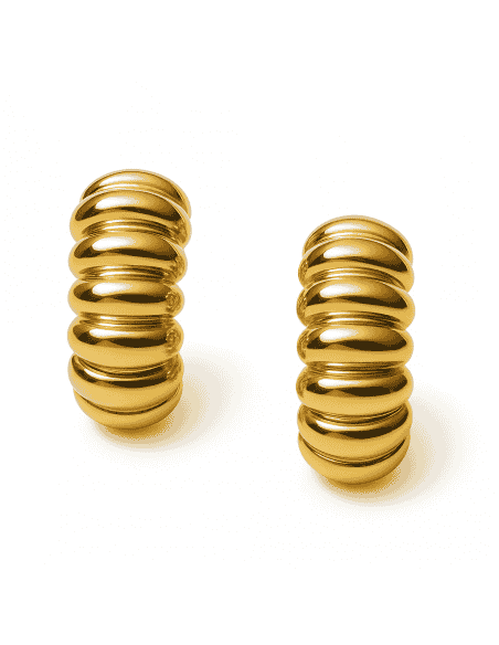 Pendientes para Mujer Oro Amarillo 18K Diseño Abombado Pulido – Oro Amarillo 18K