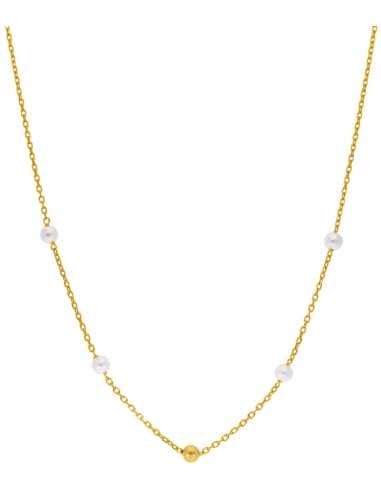 Collar para Mujer de Plata con baño de oro con Perlas - Marea D03207/AR