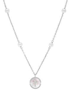 Collar para Niña de Plata con Perlas y Medalla Nácar Cruz  - Marea D03307/AE