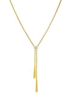 Collar para Mujer en Plata de Ley Dorada con Circonita Diseño en Y - Marea D04107/AI