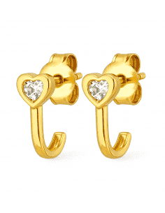 Pendientes para Mujer en oro y Corazón con Circonita – Oro Amarillo 18K