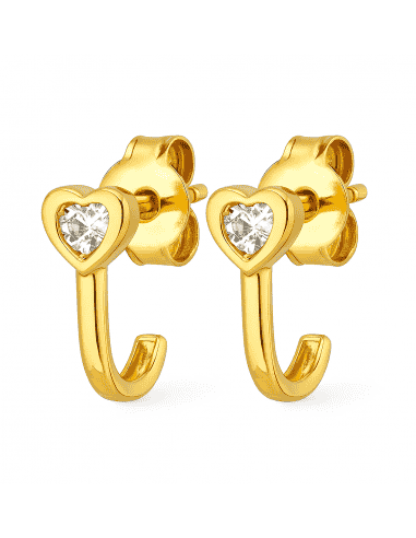 Pendientes para Mujer en oro y Corazón con Circonita – Oro Amarillo 18K