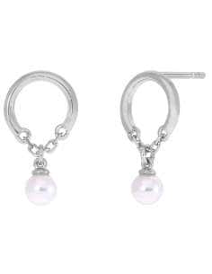 Pendientes para Mujer Aros con Cadena y Perla en Plata - Marea D03201/AU