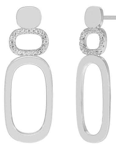 Pendientes para Mujer Óvalos con Circonitas en Plata Rodiada - Marea D04101/AG