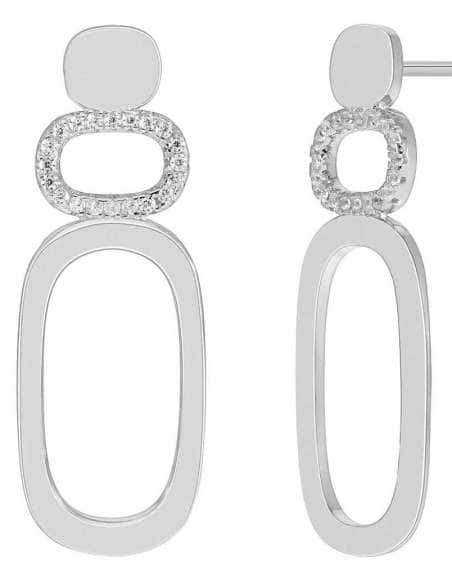 Pendientes para Mujer Óvalos con Circonitas en Plata Rodiada - Marea D04101/AG