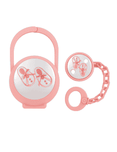 Set Infantil Porta Chupete y Pinza Rosa Zapatitos Bebé - Eventi EV3654/01R