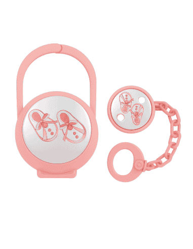 Set Infantil Porta Chupete y Pinza Rosa Zapatitos Bebé - Eventi EV3654/01R