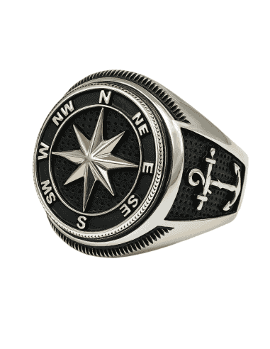 Anillo para Hombre de Plata con Rosa de los Vientos - Hurjo 0081001897