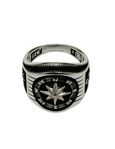 Anillo para Hombre de Plata con Rosa de los...