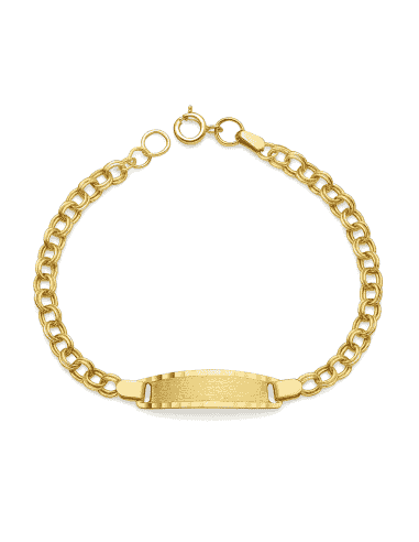 Pulsera Esclava Infantil Oro Amarillo Chapa Rectangular - Oro Amarillo 9K