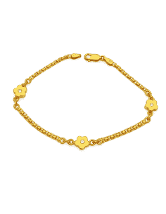 Pulsera para Mujer Floral con Circonitas en oro - Oro amarillo 18K