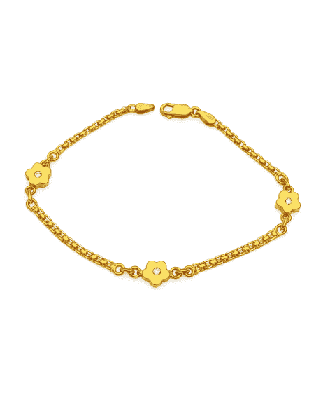 Pulsera para Mujer Floral con Circonitas en oro - Oro amarillo 18K