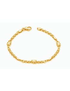 Pulsera para Mujer de Oro con Ositos con Eslabones Doble Cadena - Oro Bicolor 18K