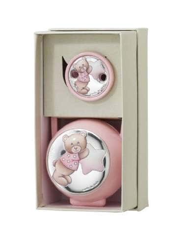 Set Infantil Portachupetes y Pinza Rosa con Osito y Estrella - Eventi EV3704/01R