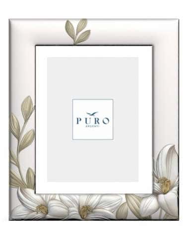 Marco de Fotos Línea Lirio – Puro Argenti en Plata Bilaminada con relieve Floral - Puro Argenti PU8281/18