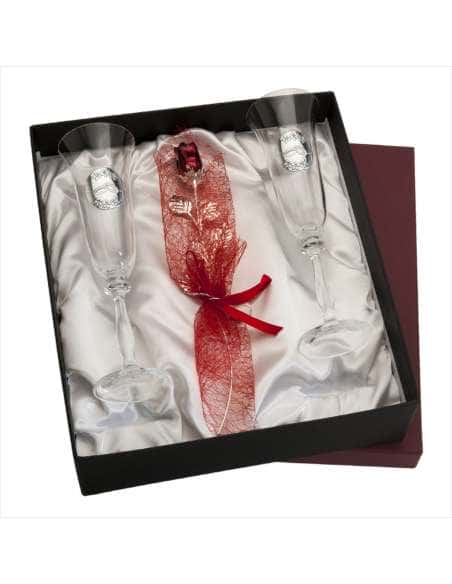 Set de Copas Enlace con Rosa Decorativa de plata bilaminada - Global Argenti GA52140/4LC