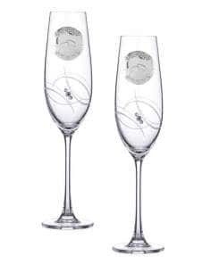 Copas de Boda Cristal Decorado con Detalle en Plata Bilaminada y Cristales Swarovski - Global Argenti GA4239A