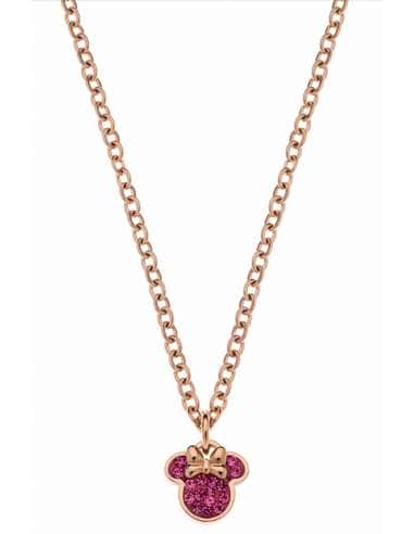 Collar para Niña de Acero Dorado con Circonitas Rosas - Disney ST0018C