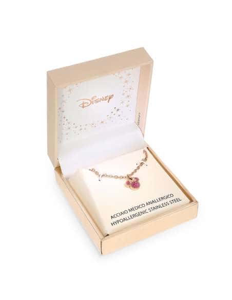 Collar para Niña de Acero Dorado con Circonitas Rosas - Disney ST0018C