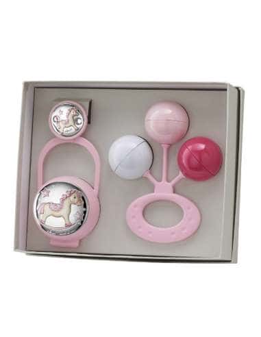 et Infantil Portachupetes con Pinza y Sonajero Caballito Balancín Rosa - Eventi EV3606/02R