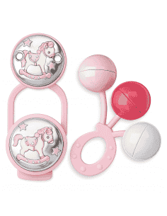 et Infantil Portachupetes con Pinza y Sonajero Caballito Balancín Rosa - Eventi EV3606/02R