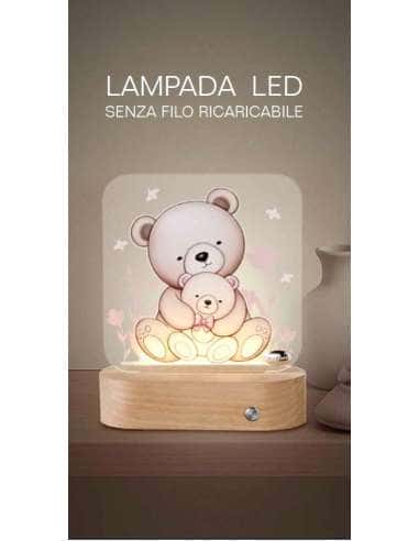 Lámpara Nocturna Infantil Ositos con Base de Madera y Luz Suave LED - Valenti LS606 C