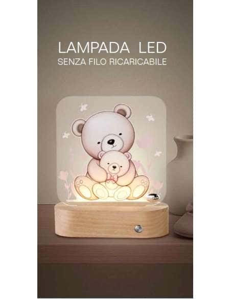 Lámpara Nocturna Infantil Ositos con Base de Madera y Luz Suave LED - Valenti LS606 C