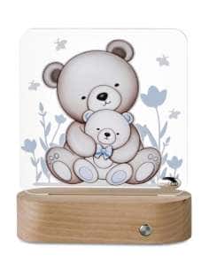 Lámpara Nocturna Infantil Ositos con Base de Madera y Luz Suave LED - Valenti LS606 C