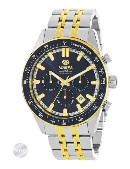 Reloj para Hombre Multifunción Acero Bicolor y esfera negro - Marea B36217/3