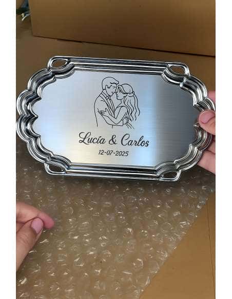 Bandeja Personalizable para Bodas, Bautizos, Comuniones o Eventos –  Acero P2600/3