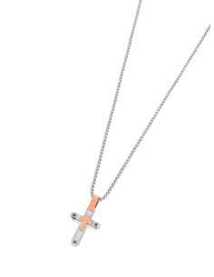 Collar para Hombre con Cruz Bicolor en Acero - Marea C00107/63
