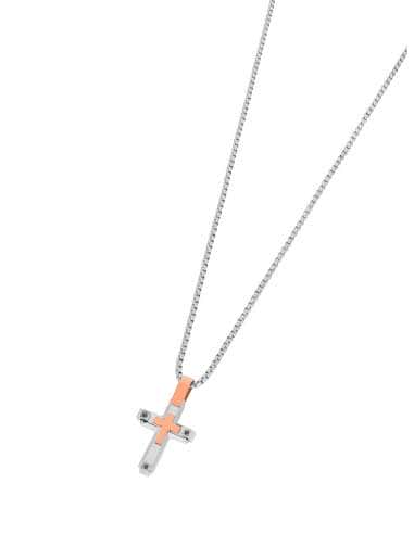 Collar para Hombre con Cruz Bicolor en Acero - Marea C00107/63