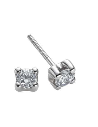 Pendientes para niña oro blanco con circonita 3mm - Oro Blanco 18K