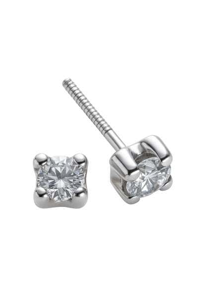 Pendientes para niña oro blanco con circonita 3mm - Oro Blanco 18K