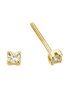 Pendientes para Niña Oro con circonita 2mm - Oro Amarillo 18K