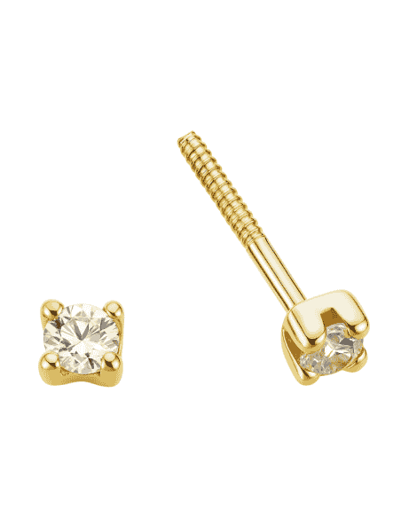 Pendientes para Niña Oro con circonita 2mm - Oro Amarillo 18K