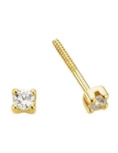 Pendientes para Niña Oro con circonita 3 mm - Oro Amarillo 18K