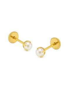 Pendientes para Niña de Oro con Perla 4.00mm - Oro amarillo 18K