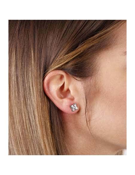 Pendientes para Hombre circonita cuadrada - Oro Blanco 18K