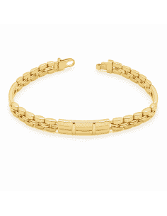Pulsera Caballero Bicolor con Placa Central - Oro Amarillo 18k
