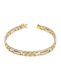 Pulsera de Caballero con Eslabones de oro Bicolor - Oro Amarillo y Rosa 18k