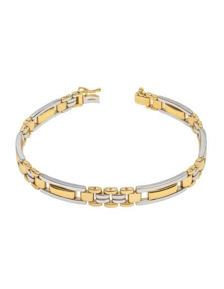 Pulsera de Caballero con Eslabones de oro Bicolor - Oro Amarillo y Rosa 18k