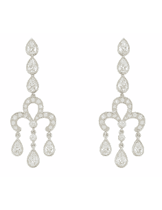 Pendientes para Mujer Oro Blanco con Circonitas en Forma de Lágrima - Oro Blanco 18K