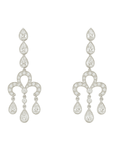 Pendientes para Mujer Oro Blanco con Circonitas en Forma de Lágrima - Oro Blanco 18K