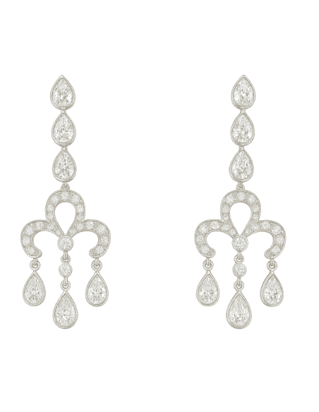 Pendientes para Mujer Oro Blanco con Circonitas en Forma de Lágrima - Oro Blanco 18K