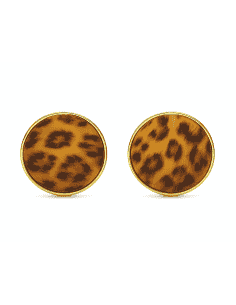 Pendientes para Mujer esmalte color Leopardo en Oro - Oro Amarillo 18K