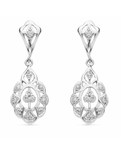 Pendientes para Mujer Cordobes con Circonitas en Oro Blanco - Oro Blanco 18K