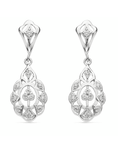 Pendientes para Mujer Cordobes con Circonitas en Oro Blanco - Oro Blanco 18K
