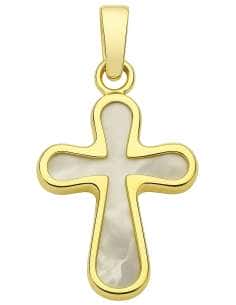 Cruz de Nácar Blanco y Oro Amarillo - Oro 18k