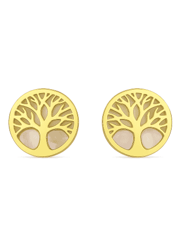 Pendientes para Mujer Árbol de la Vida en oro y Nacar - Oro amarillo 18K